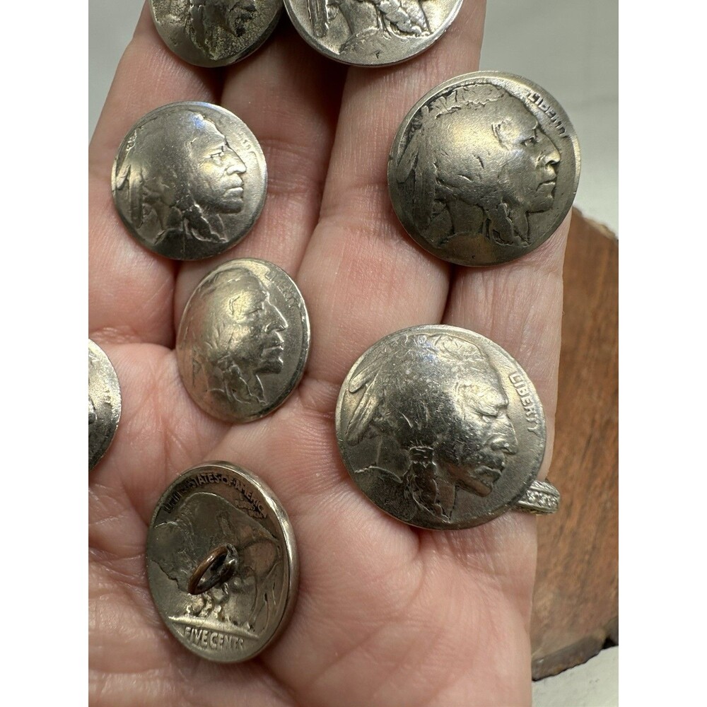 Buffalo Nickel Americana Buttons Western Set Of 8
